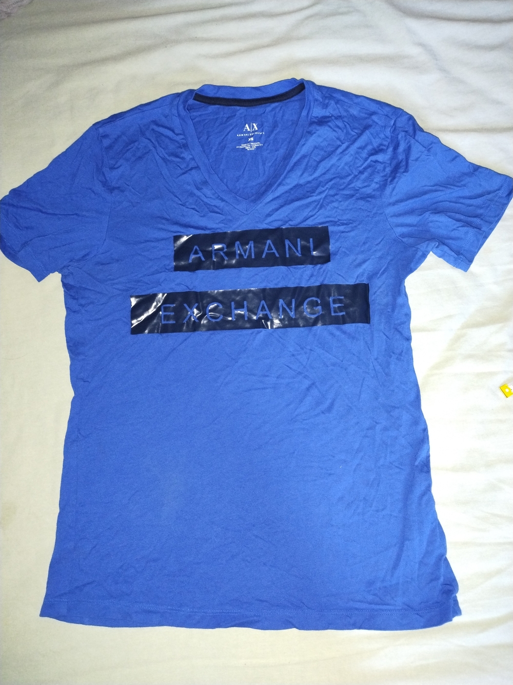 Armani Exchange Royal Blue Logo V-Neck Tee